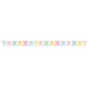 Ice Cream Party Decor Happy Birthday Ribbon Banner & Foil 15cm x 2.52m