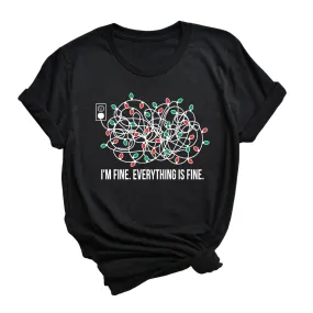 I'm Fine, Everything is Fine Christmas | Black Unisex Tee