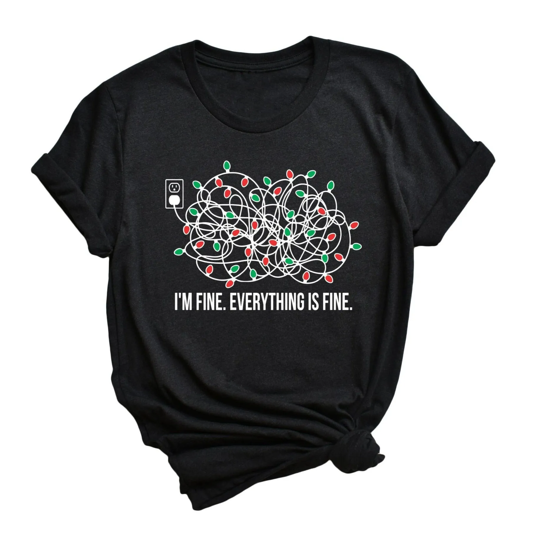 I'm Fine, Everything is Fine Christmas | Black Unisex Tee