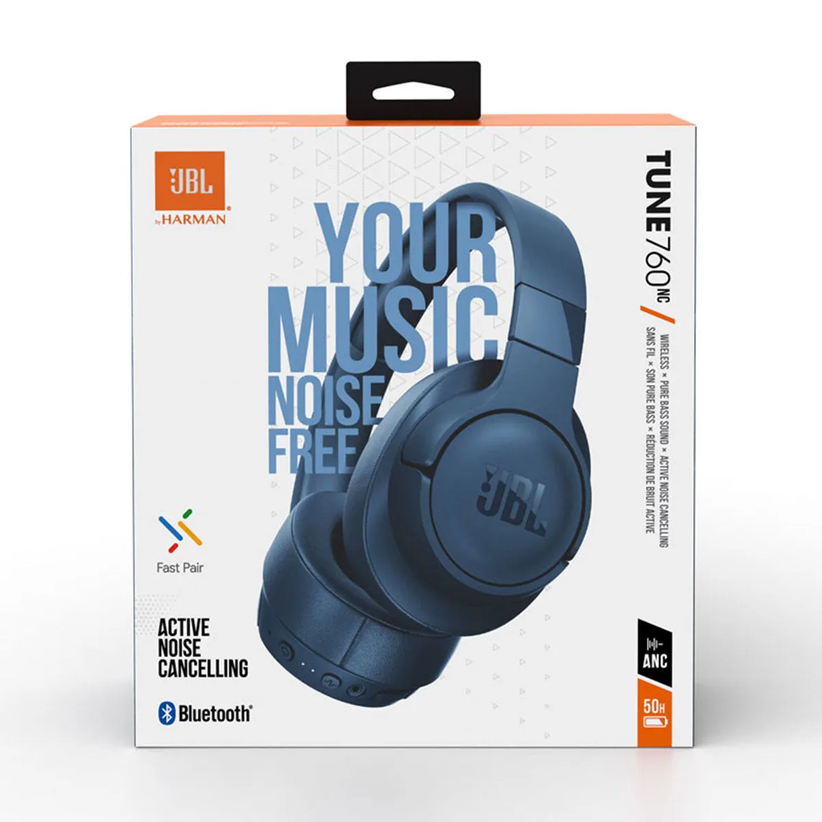 JBL Tune 760 NC Wireless Over-Ear Headphones - Blue