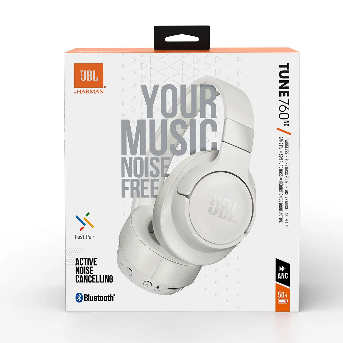 JBL Tune 760 NC Wireless Over-Ear Headphones - White