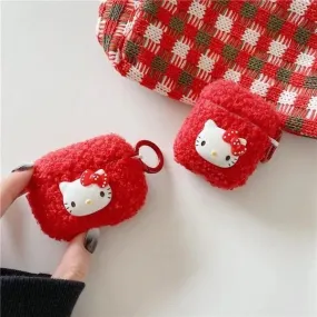 Kawaii Hello Kitty Red Plush AirPods Case