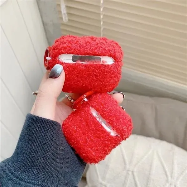 Kawaii Hello Kitty Red Plush AirPods Case