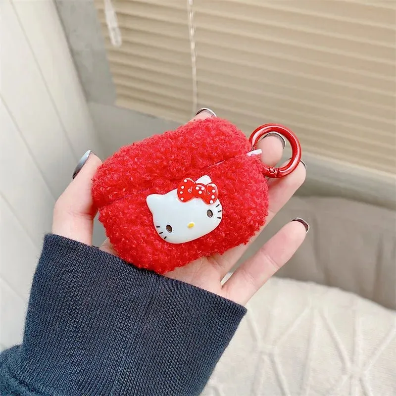 Kawaii Hello Kitty Red Plush AirPods Case