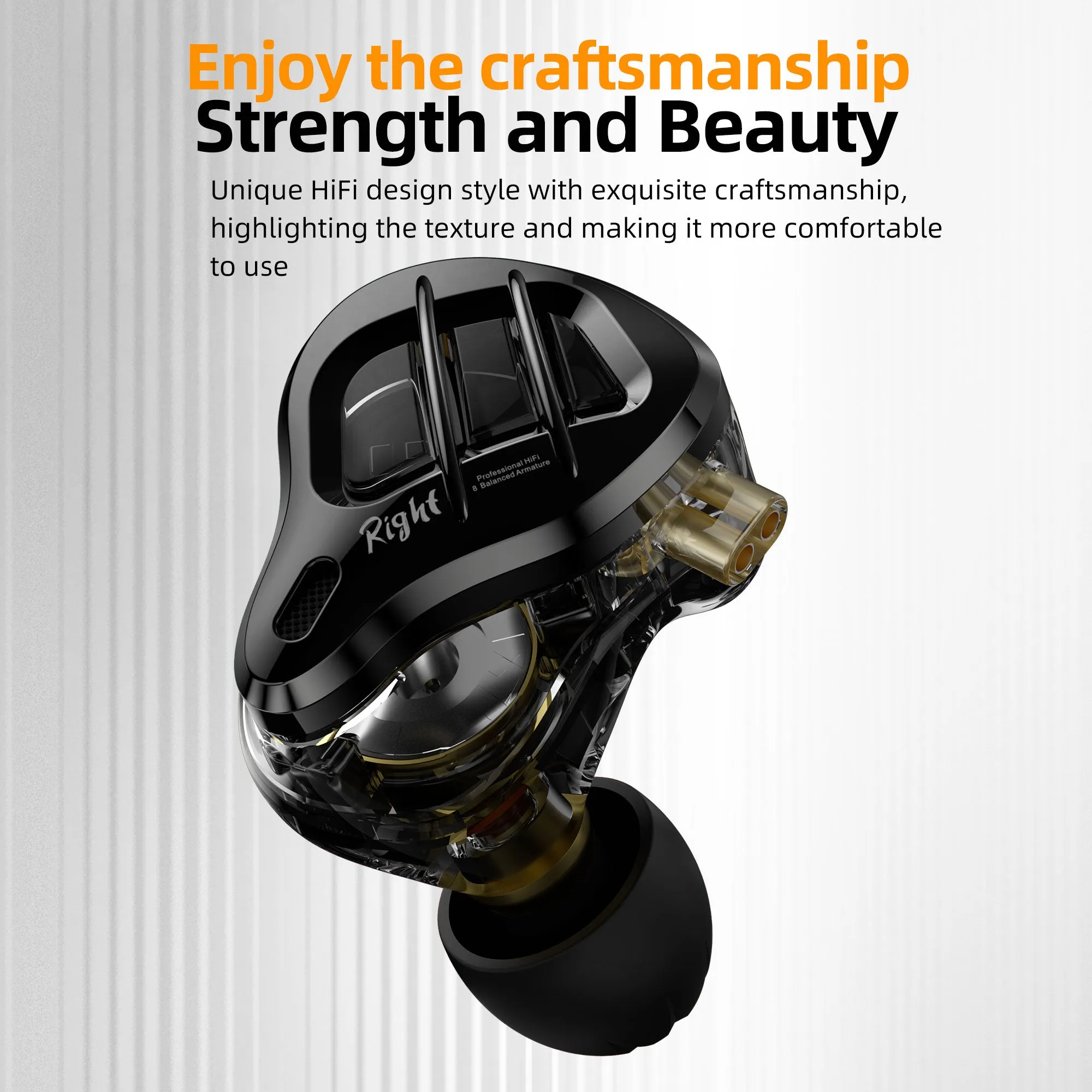 【KZ ZAR】 in-Ear Monitor Headphones 7BA 1DD Hybrid 8 Drivers Earbuds Stereo Sound HiFi Bass Noise Isolation Earphones Headphones for Professional Musicians