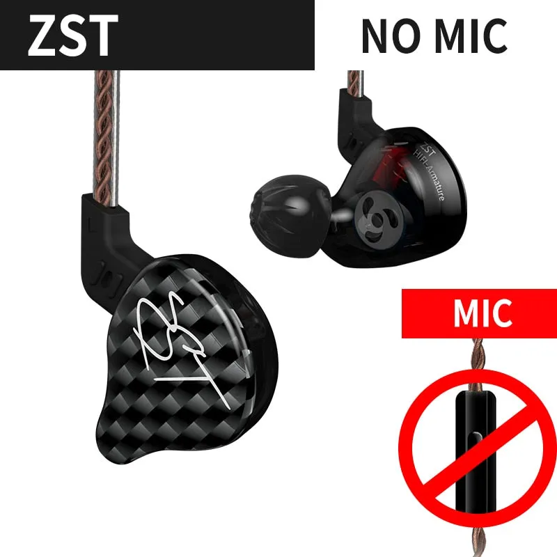 KZ ZST Hybrid Technology 1DD 1BA Earphones 3.5mm In Ear Monitors Noise Cancelling HiFi Music Sports Bass Earbuds Headset