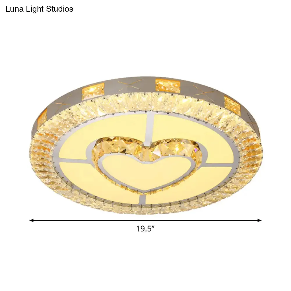 LED Crystal Ceiling Light Flush-Mount Fixture - Modern Chrome with Clear Inlaid Diamond/Flower/Star - Bedroom Lighting