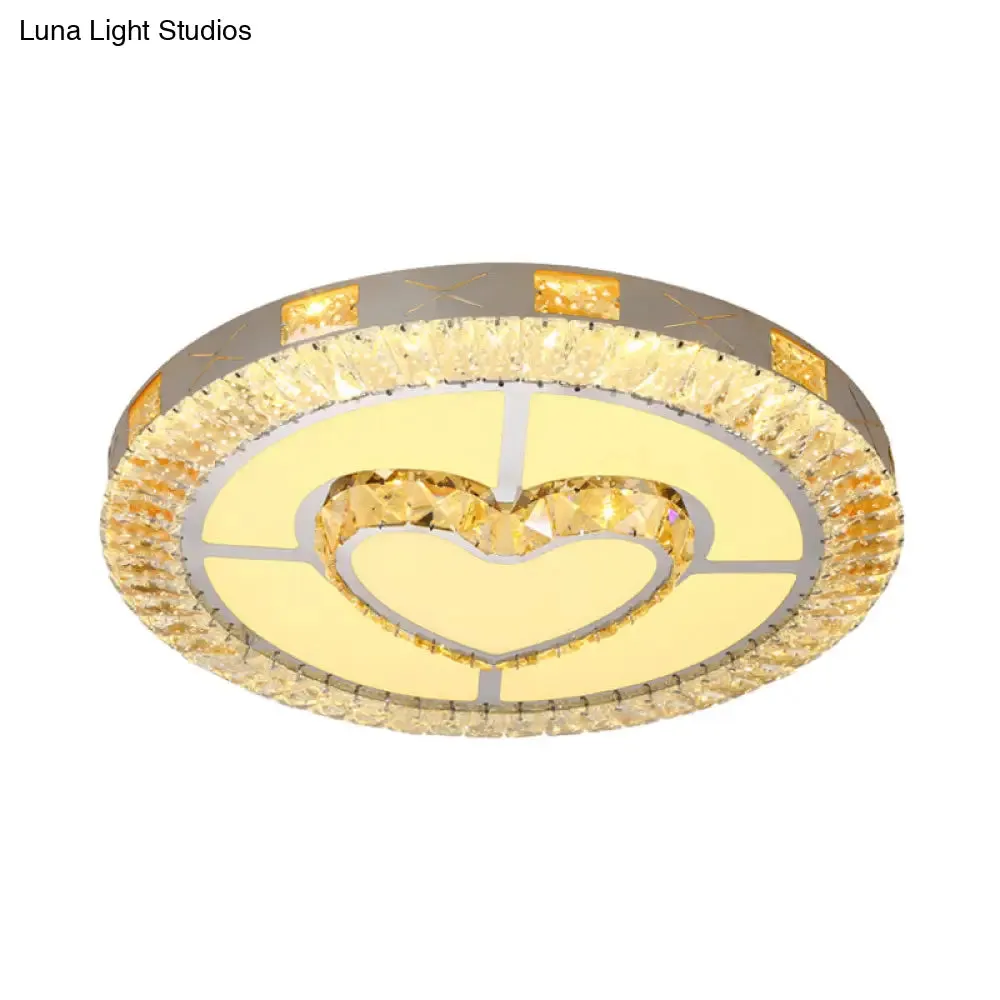 LED Crystal Ceiling Light Flush-Mount Fixture - Modern Chrome with Clear Inlaid Diamond/Flower/Star - Bedroom Lighting