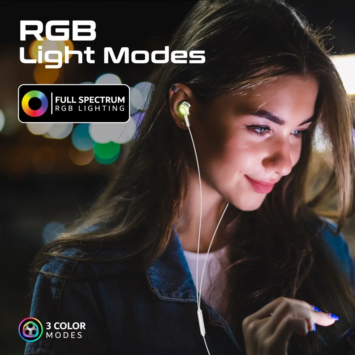 LumiSound™ Transparent Stereo USB-C Wired RGB Earphones