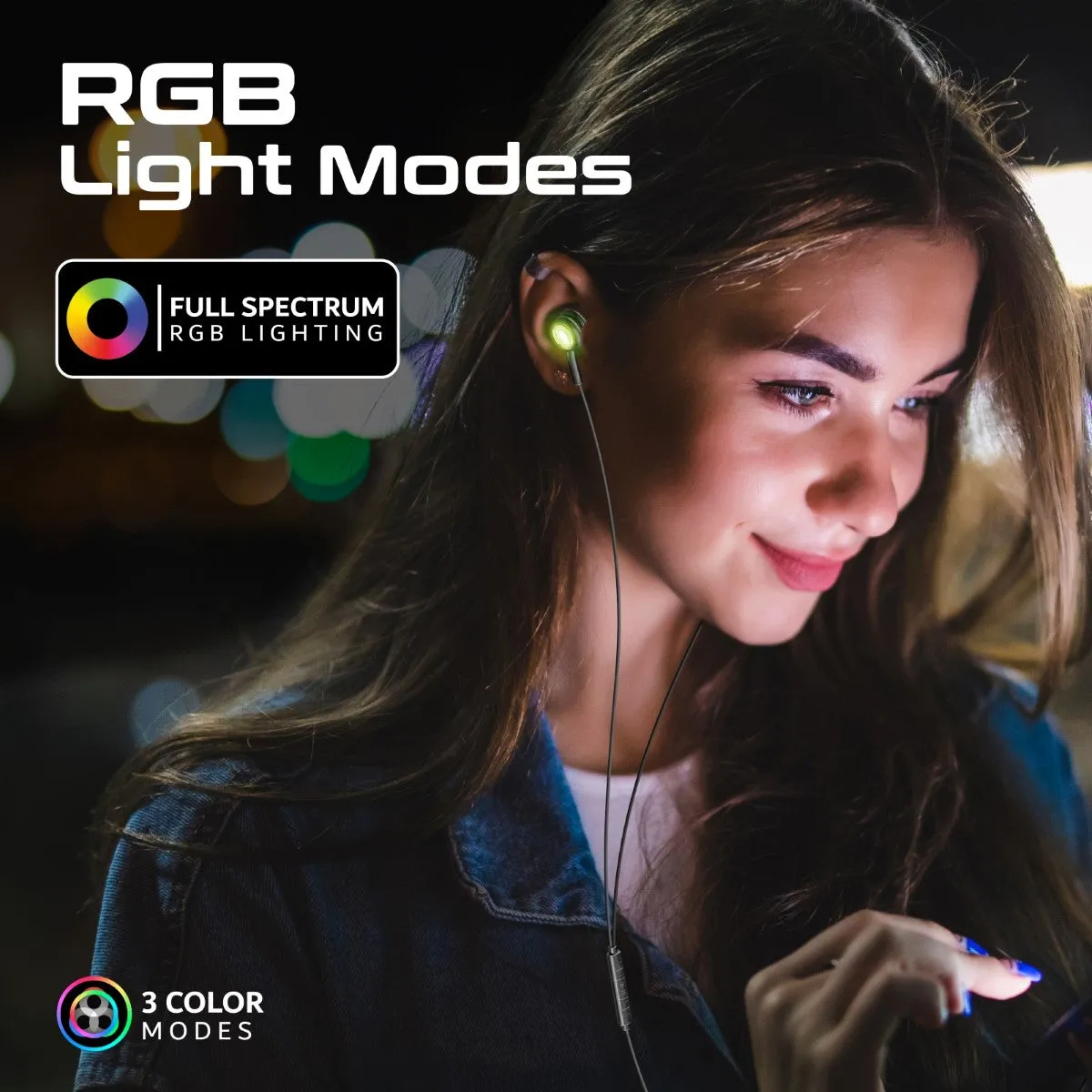 LumiSound™ Transparent Stereo USB-C Wired RGB Earphones