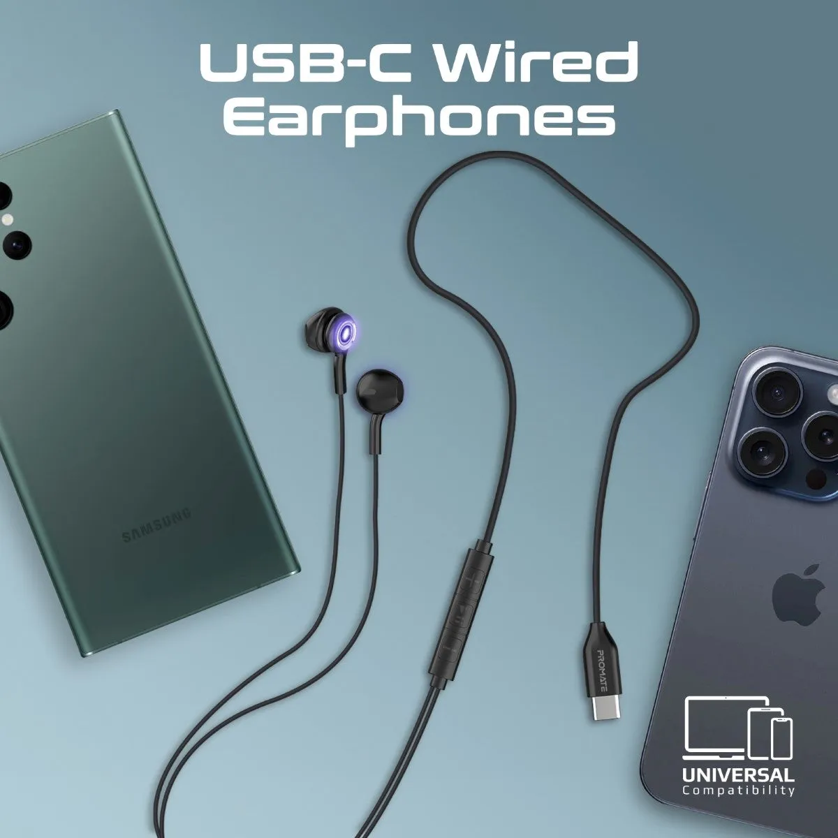 LumiSound™ Transparent Stereo USB-C Wired RGB Earphones