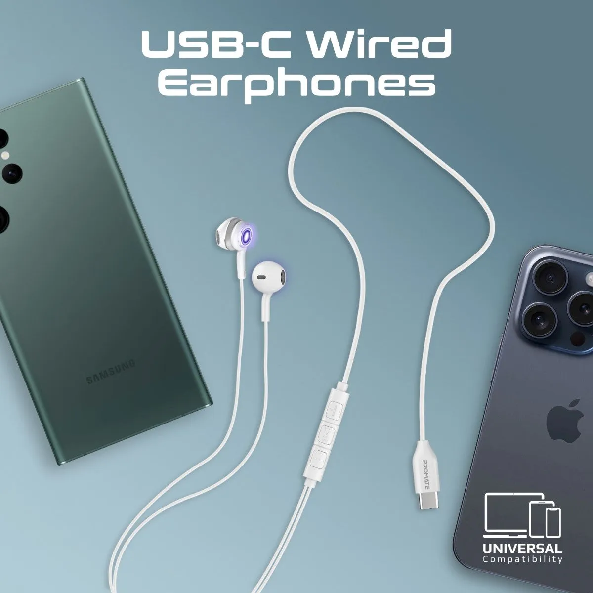 LumiSound™ Transparent Stereo USB-C Wired RGB Earphones