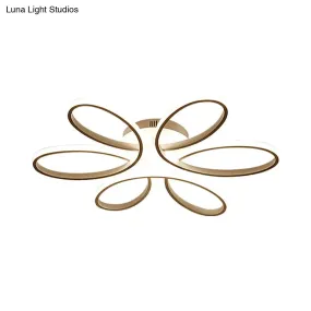 Modern Metal Blooming Flower Hotel Ceiling Light Fixture LED Semi Flush Mount - Warm/White Light, 23"/29" Wide