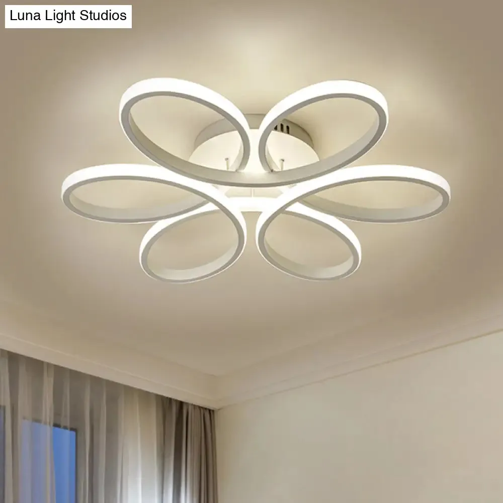 Modern Metal Blooming Flower Hotel Ceiling Light Fixture LED Semi Flush Mount - Warm/White Light, 23"/29" Wide
