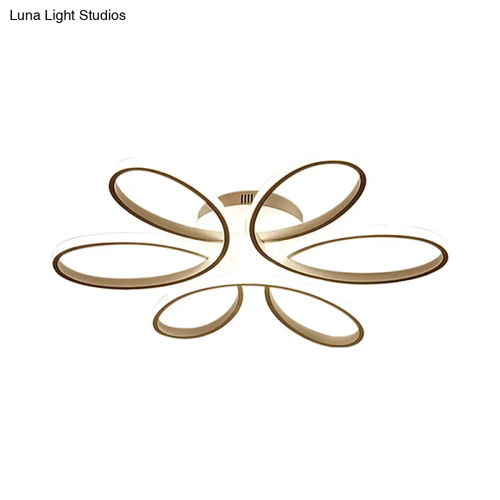 Modern Metal Blooming Flower Hotel Ceiling Light Fixture LED Semi Flush Mount - Warm/White Light, 23"/29" Wide
