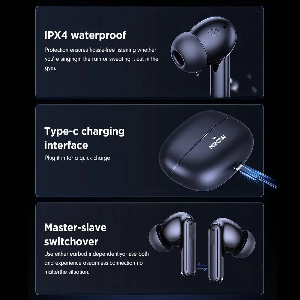 Mpow XY-17 ANC Active Noise Reduction Earphones Bluetooth 5.3 In-ear Sports Headphones with Dual Mic 24H Immersive Music Headset