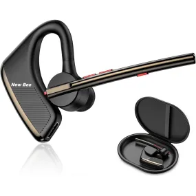 New Bee Bluetooth Headset with 24Hrs Talktime & Dual Mic Noise Cancelling Earpiece