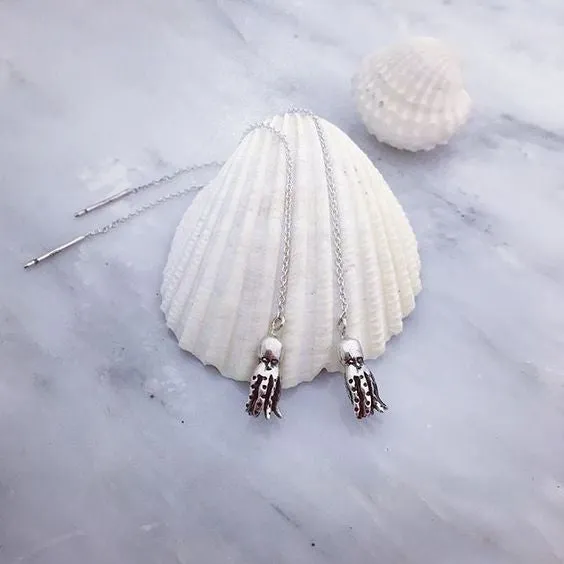 Octopus Dangling Earrings Silver