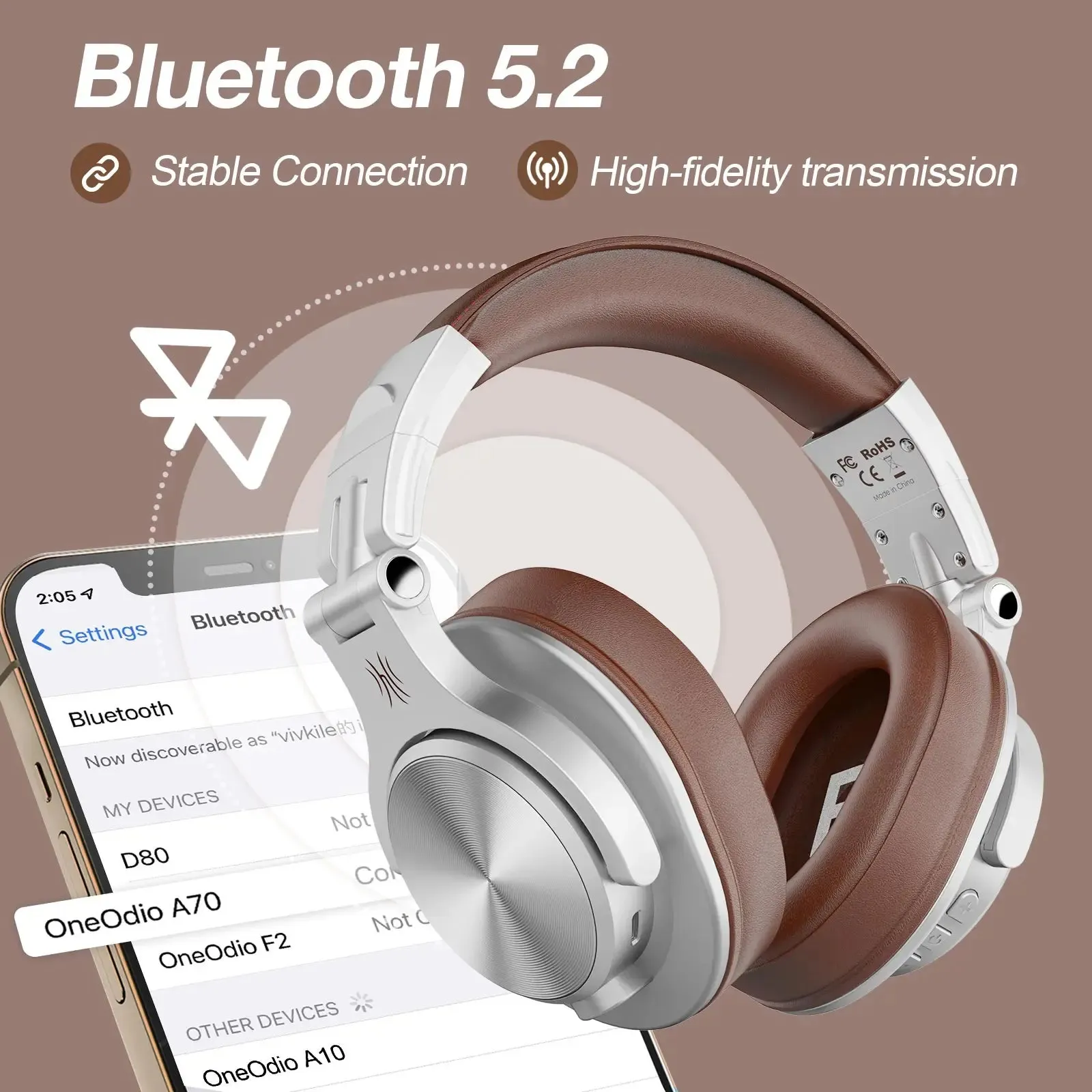 Oneodio A70 Fusion Wired   Wireless Bluetooth 5.2 Headphones - Over Ear Studio DJ Headset with Mic