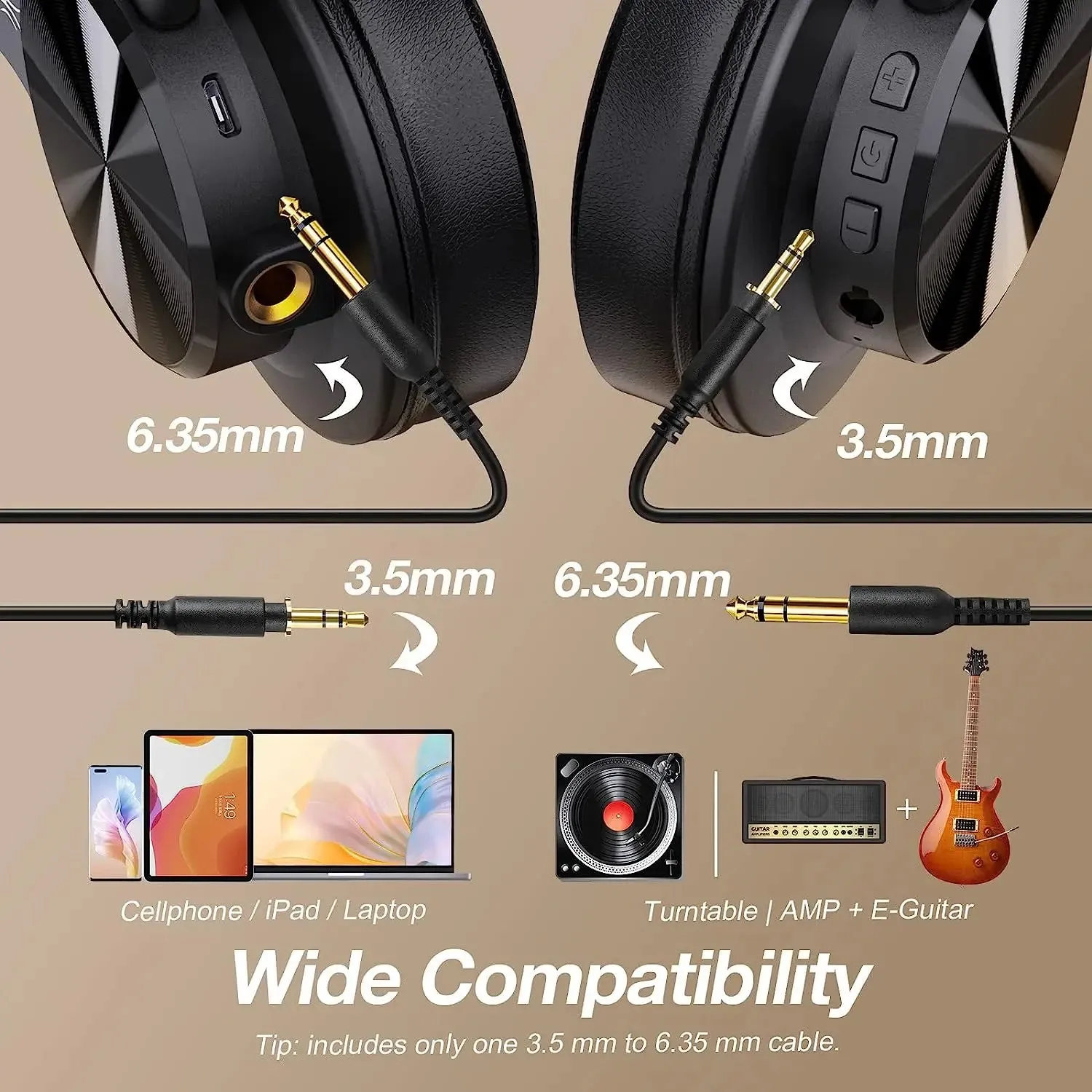 Oneodio Fusion A70 Bluetooth 5.2 Headphones - Hi-Res Audio Over Ear Wireless Headset for Studio Monitoring & DJ Use