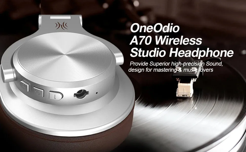 Oneodio Fusion A70 Bluetooth 5.2 Headphones - Hi-Res Audio Over Ear Wireless Headset for Studio Monitoring & DJ Use