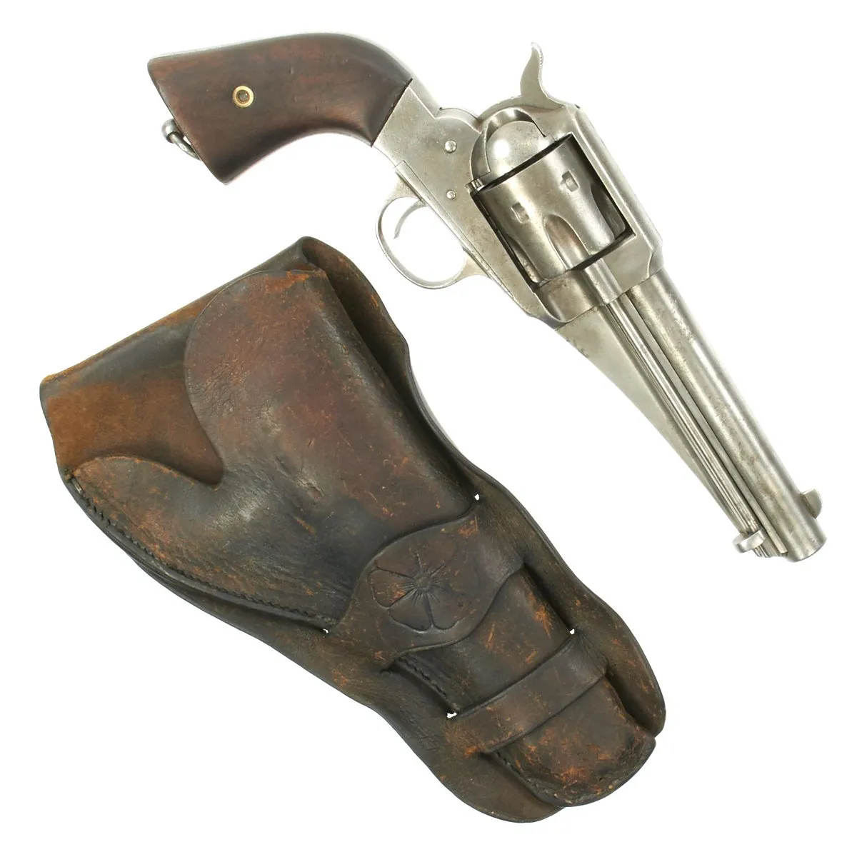 Original Antique U.S. Remington M-1875 Single Action Army 44 Cal. Revolver with Period Holster - Serial No 77