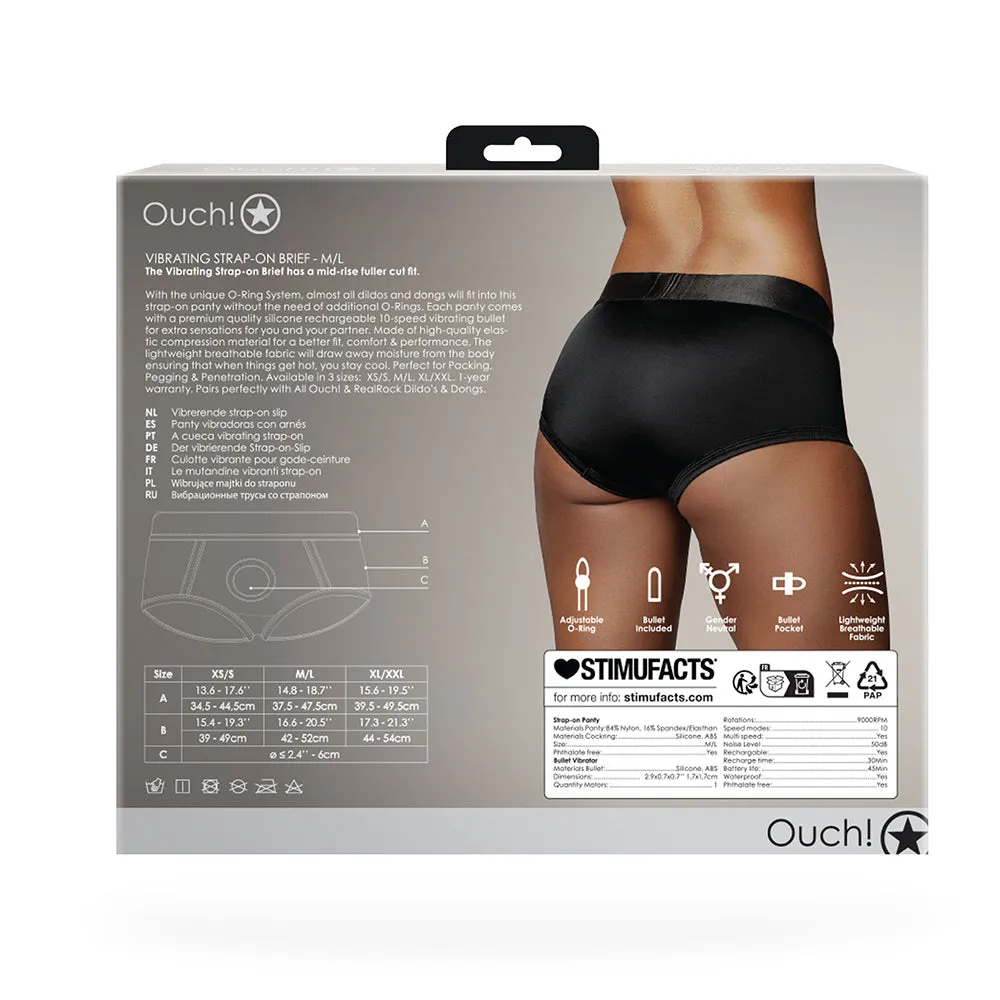 Ouch! Vibrating Strap-on Brief Black M/L