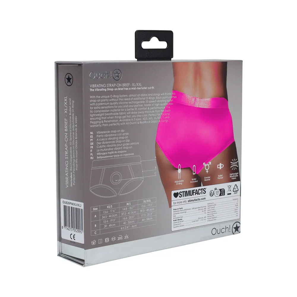 Ouch! Vibrating Strap-on Brief Pink XL/XXL