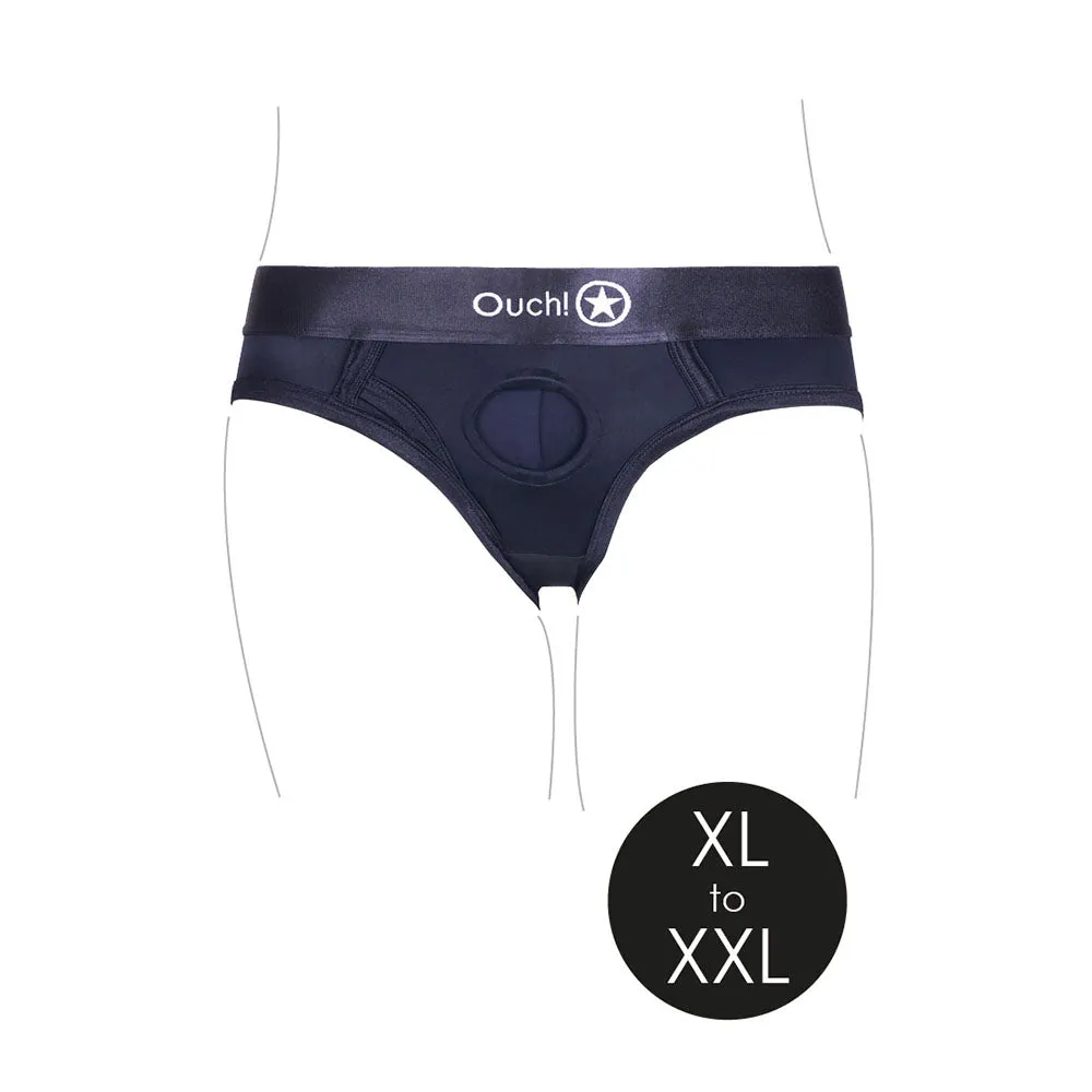 Ouch! Vibrating Strap-on High-cut Brief Black XL/2XL