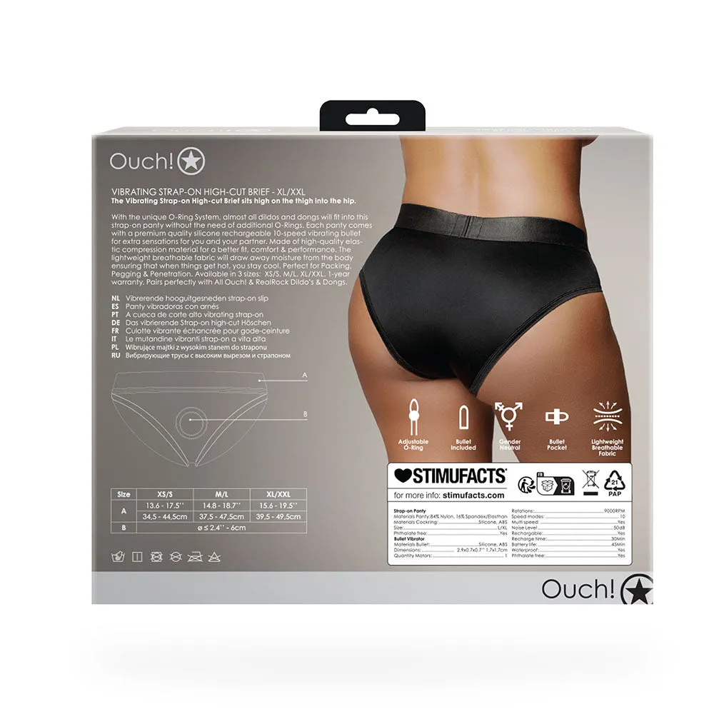 Ouch! Vibrating Strap-on High-cut Brief Black XL/2XL