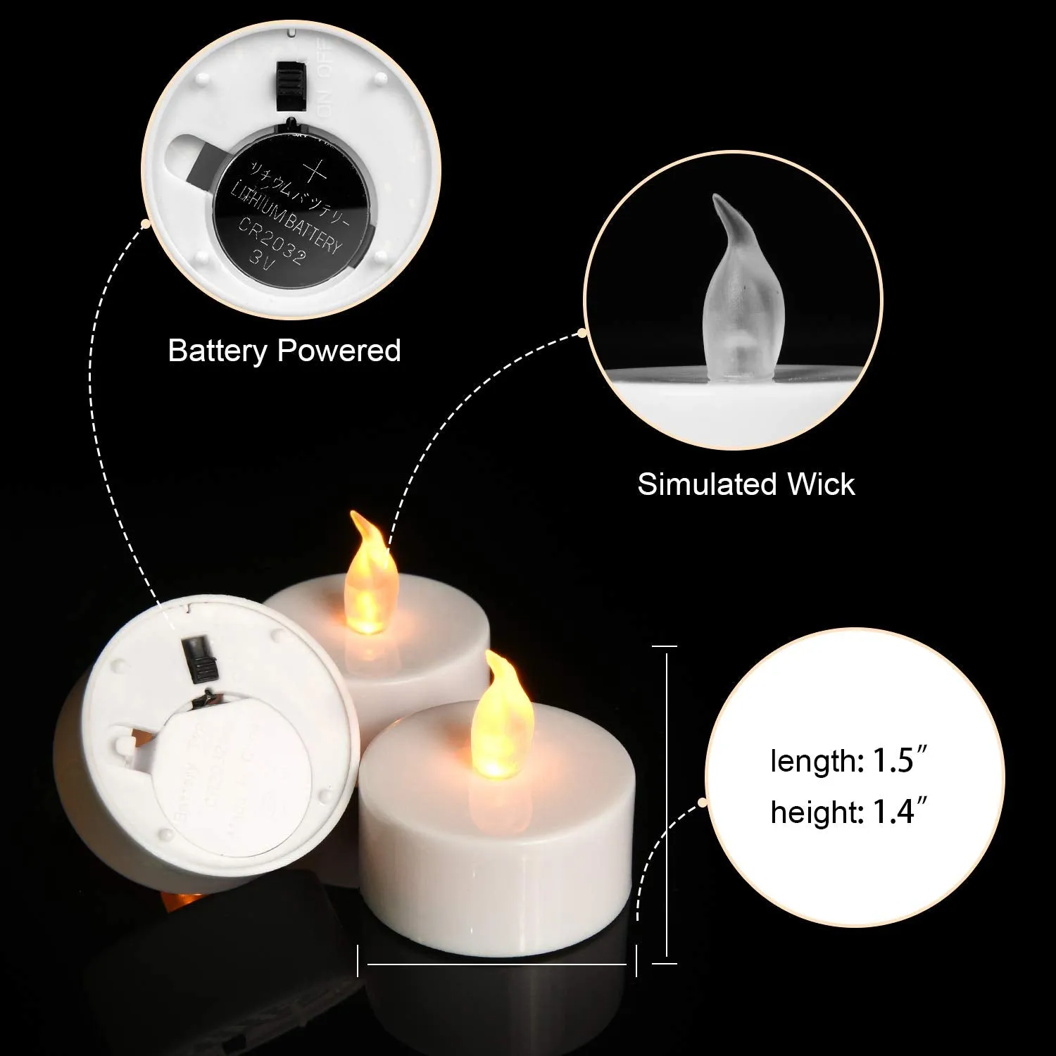 Pandaing Lasts 2X Longer Flameless Tealight Candles [40 Pack, Batteries Included], Realistic Tea Lights Candles, Flickering Bright Tealights, Battery Operated Unscented Candles