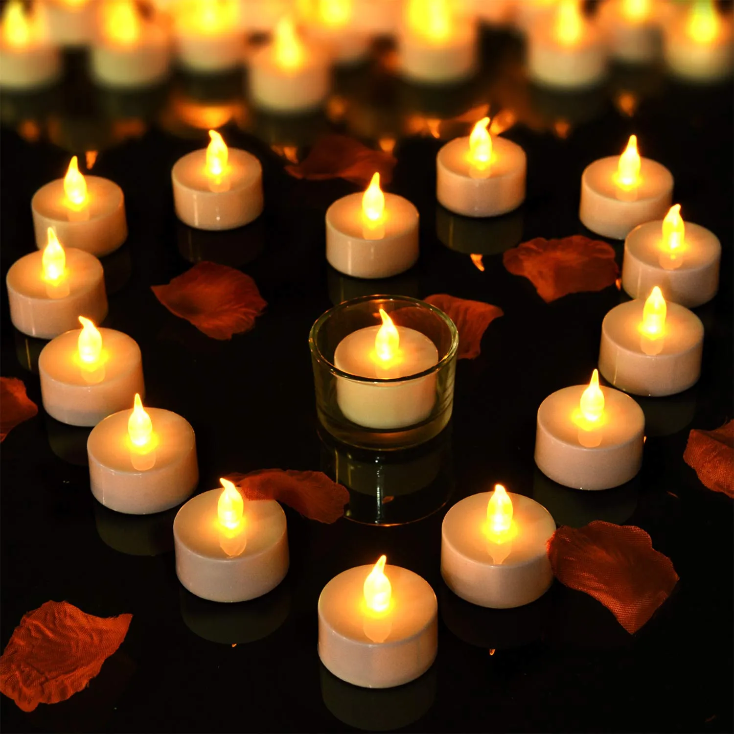 Pandaing Lasts 2X Longer Flameless Tealight Candles [40 Pack, Batteries Included], Realistic Tea Lights Candles, Flickering Bright Tealights, Battery Operated Unscented Candles