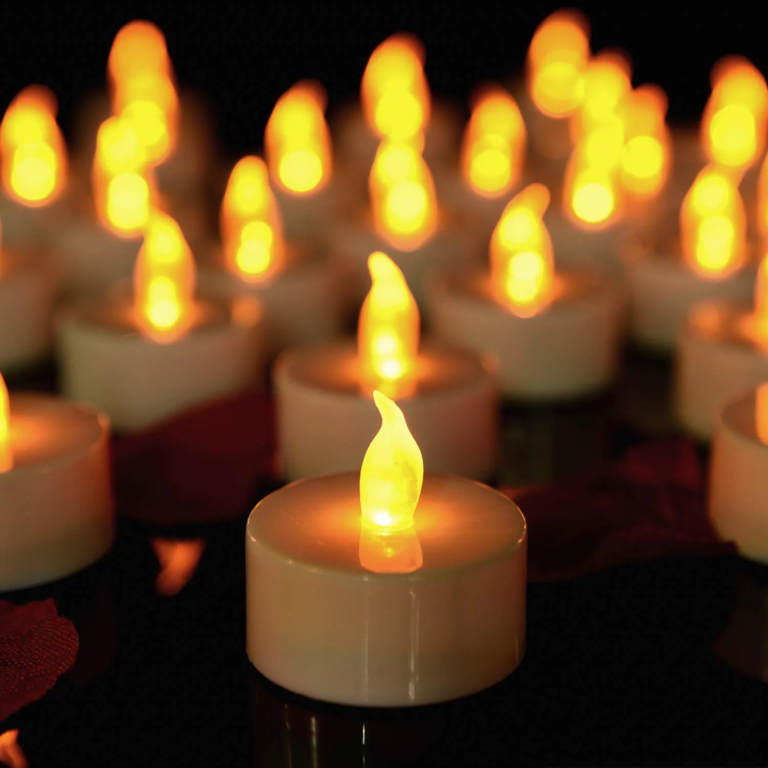 Pandaing Lasts 2X Longer Flameless Tealight Candles [40 Pack, Batteries Included], Realistic Tea Lights Candles, Flickering Bright Tealights, Battery Operated Unscented Candles
