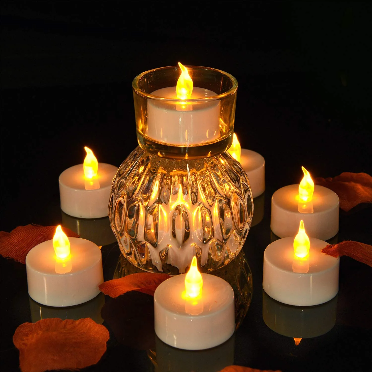 Pandaing Lasts 2X Longer Flameless Tealight Candles [40 Pack, Batteries Included], Realistic Tea Lights Candles, Flickering Bright Tealights, Battery Operated Unscented Candles