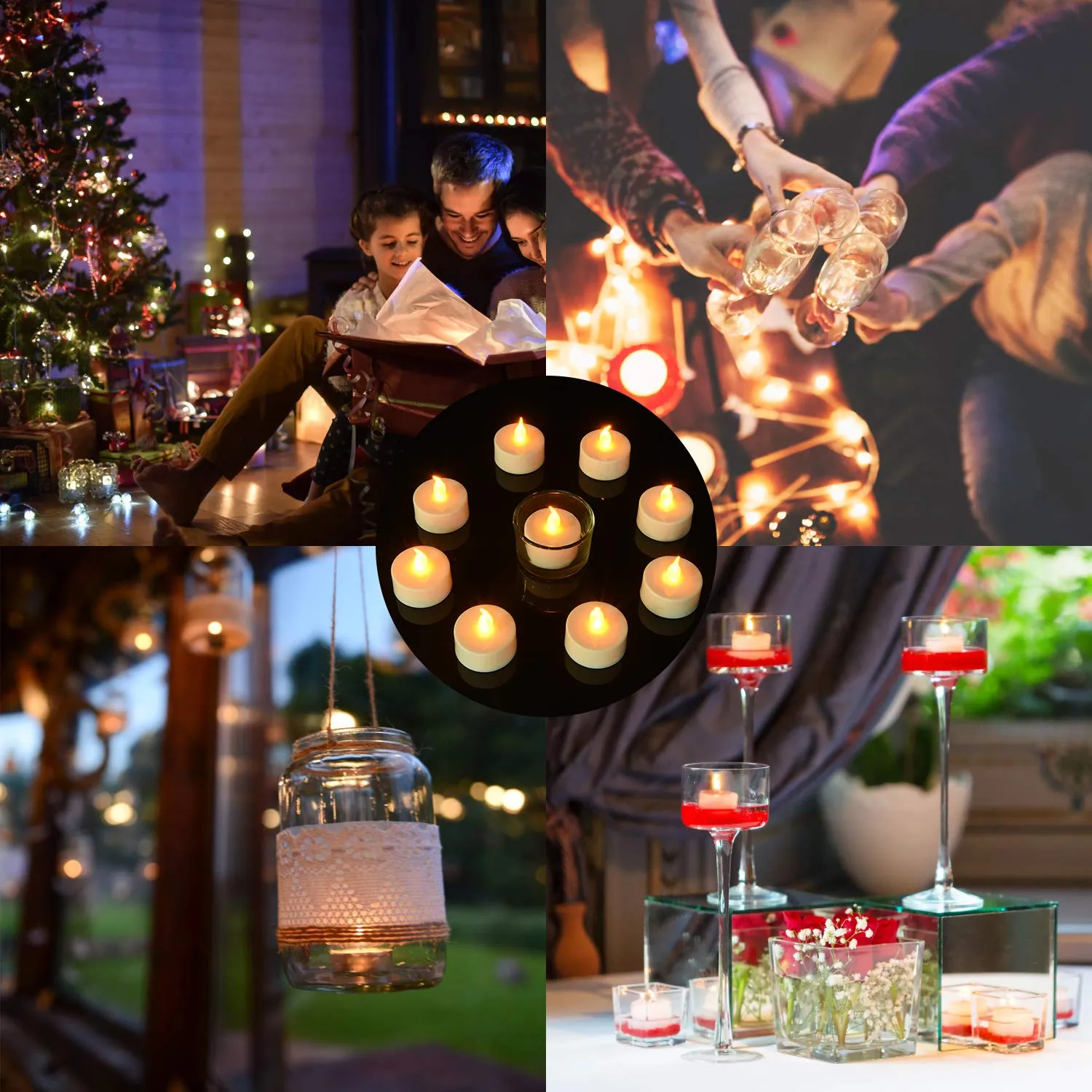 Pandaing Lasts 2X Longer Flameless Tealight Candles [40 Pack, Batteries Included], Realistic Tea Lights Candles, Flickering Bright Tealights, Battery Operated Unscented Candles