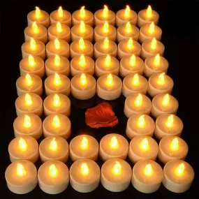 Pandaing Lasts 2X Longer Flameless Tealight Candles [40 Pack, Batteries Included], Realistic Tea Lights Candles, Flickering Bright Tealights, Battery Operated Unscented Candles