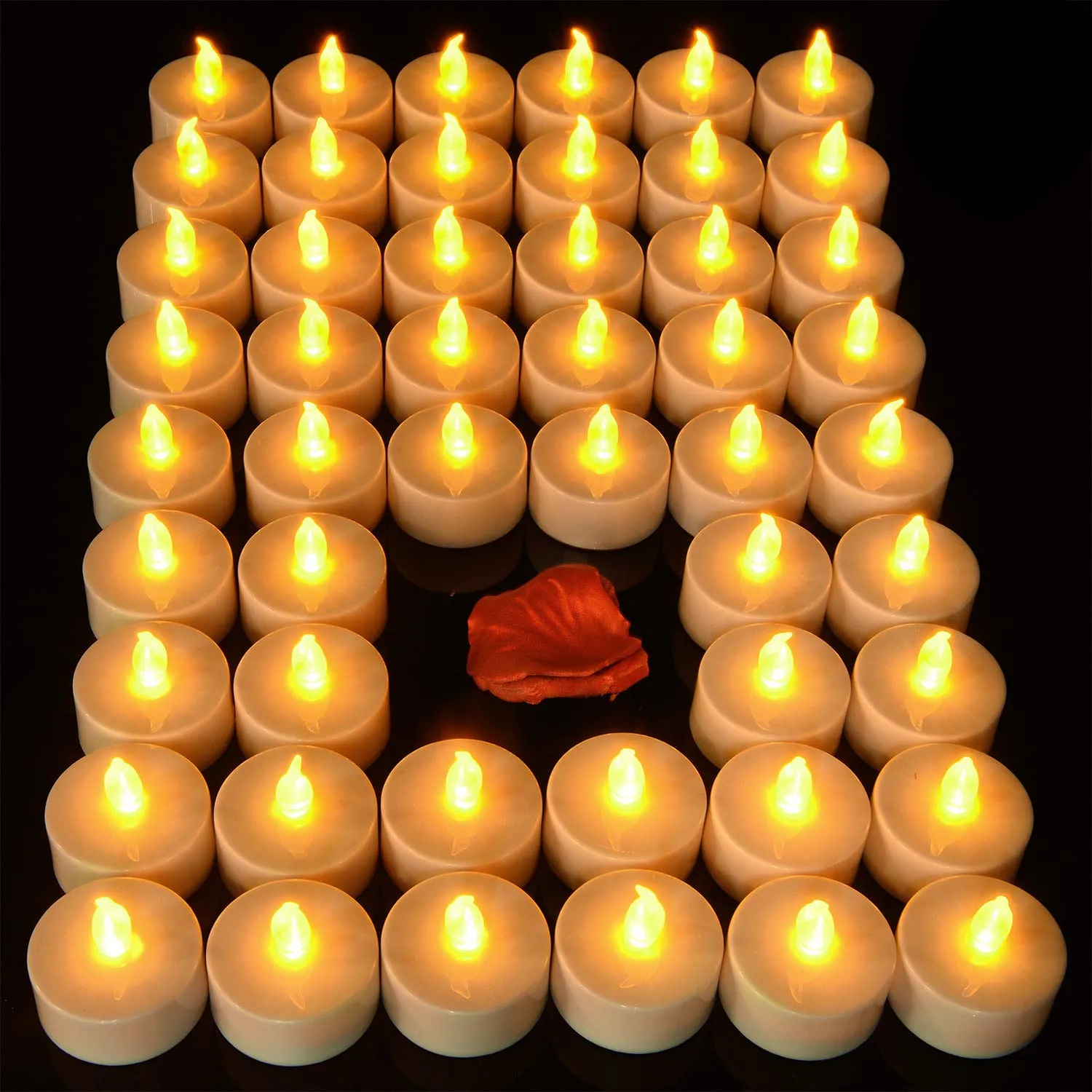 Pandaing Lasts 2X Longer Flameless Tealight Candles [40 Pack, Batteries Included], Realistic Tea Lights Candles, Flickering Bright Tealights, Battery Operated Unscented Candles