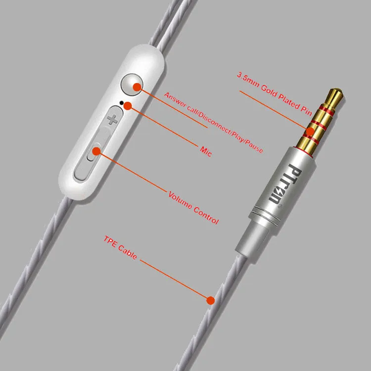 PTron Boom 4D Earphone Deep Bass Stereo Sport Wired Headphone For All Smartphones (White/Silver)