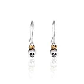 Queen Skull Earrings Gold Crown