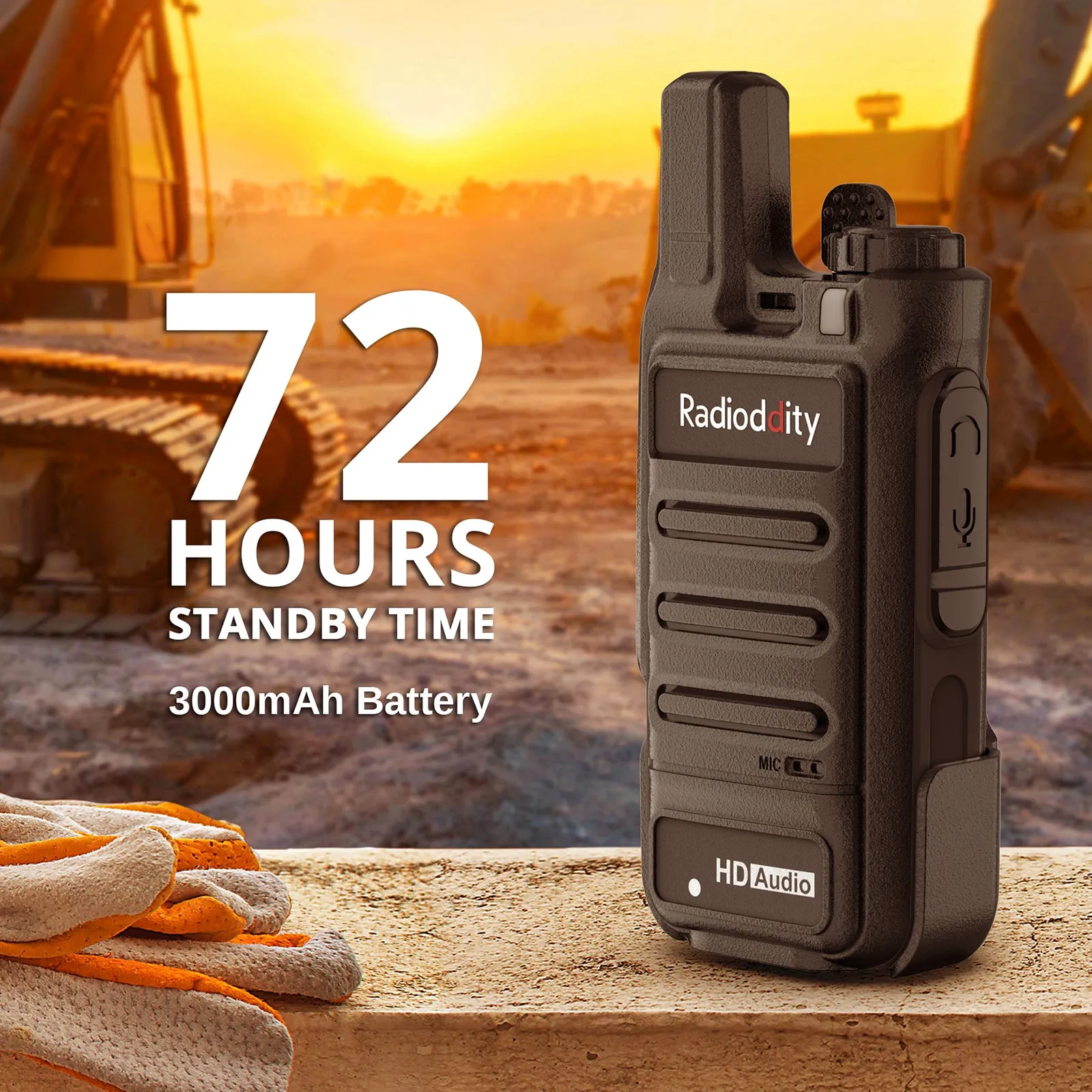 Radioddity GM-N1 GMRS Radio [1 Pair] | 3W | Noise Canceling | 3000mAh Battery | Repeater Capable