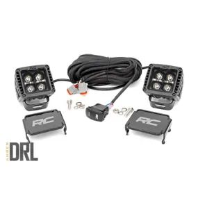 Rough Country 2 Inch Black Series LED Light Pods Spot Beam Square - Amber DRL | Universal