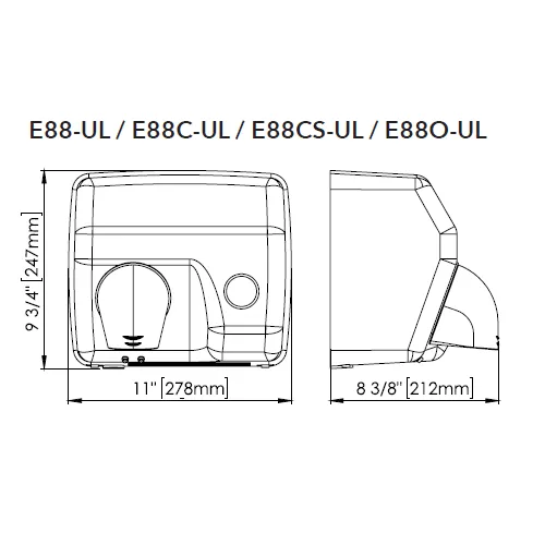 Saniflow® E88-UL PUSH-BUTTON Hand Dryer - Steel Cover with White Enamel Finish