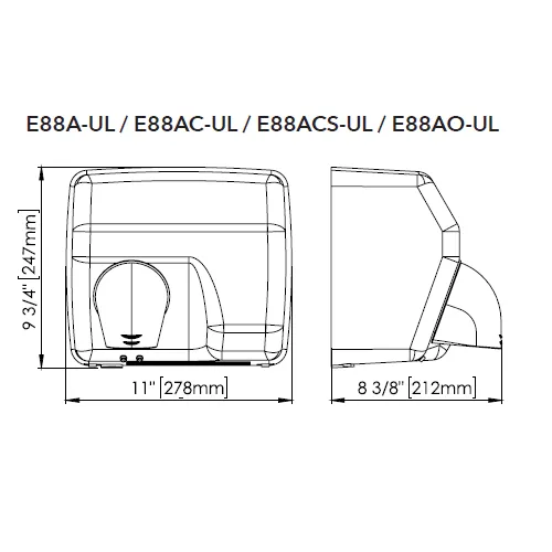 Saniflow® E88AO-UL AUTOMATIC Hand Dryer - Steel Cover with Gold Plated Finish