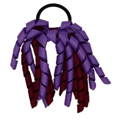 School Hair Accessories Short Curly Ponytail Streamer Hair Tie - Grape (28 colours options to pick from)