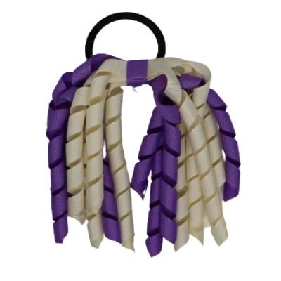 School Hair Accessories Short Curly Ponytail Streamer Hair Tie - Grape (28 colours options to pick from)