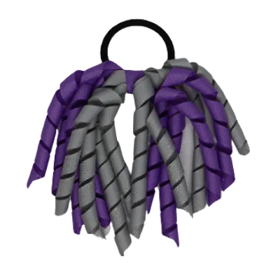 School Hair Accessories Short Curly Ponytail Streamer Hair Tie - Grape (28 colours options to pick from)
