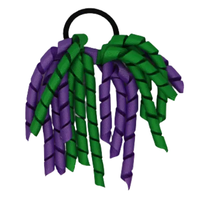 School Hair Accessories Short Curly Ponytail Streamer Hair Tie - Grape (28 colours options to pick from)