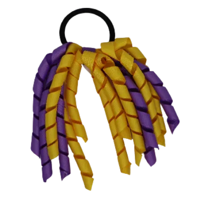 School Hair Accessories Short Curly Ponytail Streamer Hair Tie - Grape (28 colours options to pick from)