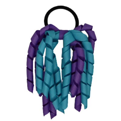 School Hair Accessories Short Curly Ponytail Streamer Hair Tie - Grape (28 colours options to pick from)