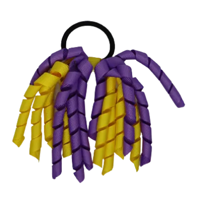 School Hair Accessories Short Curly Ponytail Streamer Hair Tie - Grape (28 colours options to pick from)
